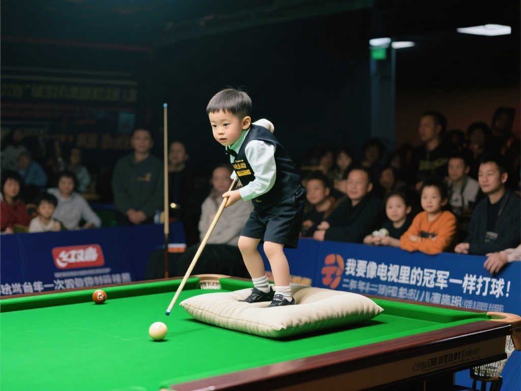 5岁小将携垫子出战斯诺克赛场,追逐职业梦想 5岁小将携垫子出战斯诺克赛场,追逐职业梦想